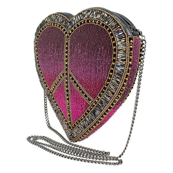 Mary Frances Love In Crossbody Heart Bag Zip Handbag Pink Gold Silver Purse NEW - Picture 5 of 7